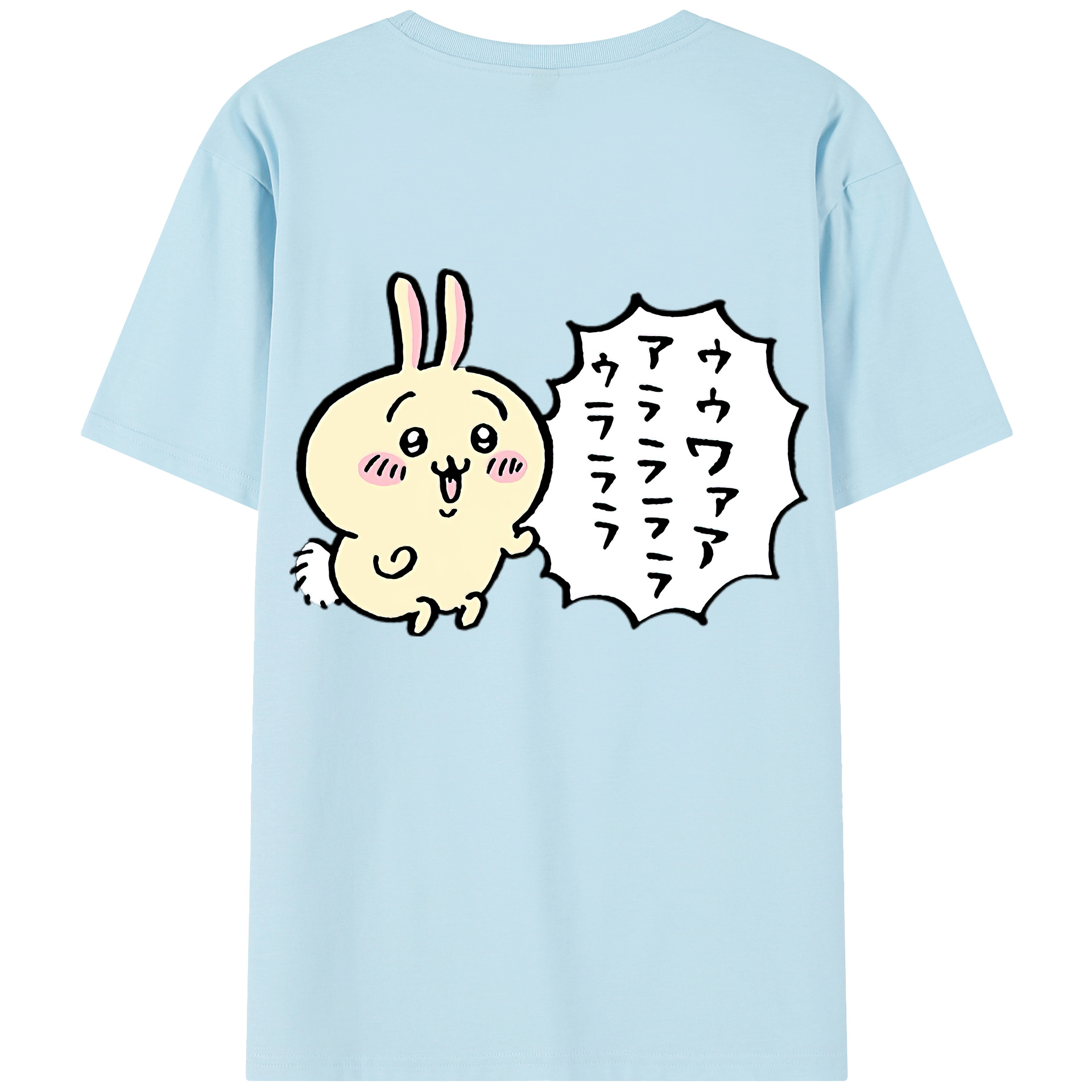 （画像用） ちいかわ うさぎ Chii-kawa usagi 綿100％半袖Tシャツ（背面プリント）
